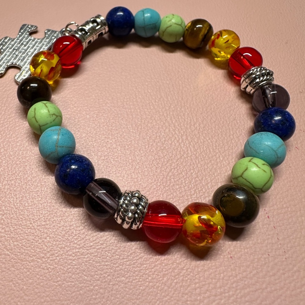 Colorful Puzzle Charm Autism Support Bracelet - Picture 3 of 3